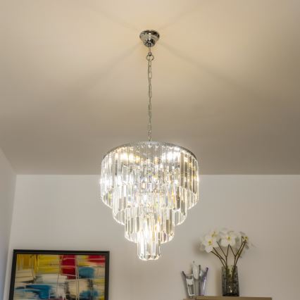 Brilagi - LED Kristalli-ketjukattokruunu MOZART 5xE14/40W/230V kiiltävä kromi