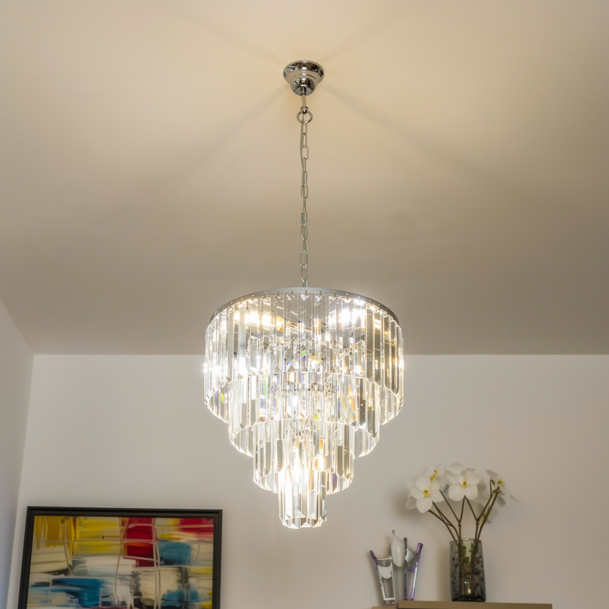 Brilagi - LED Kristalli-ketjukattokruunu MOZART 5xE14/40W/230V kiiltävä kromi