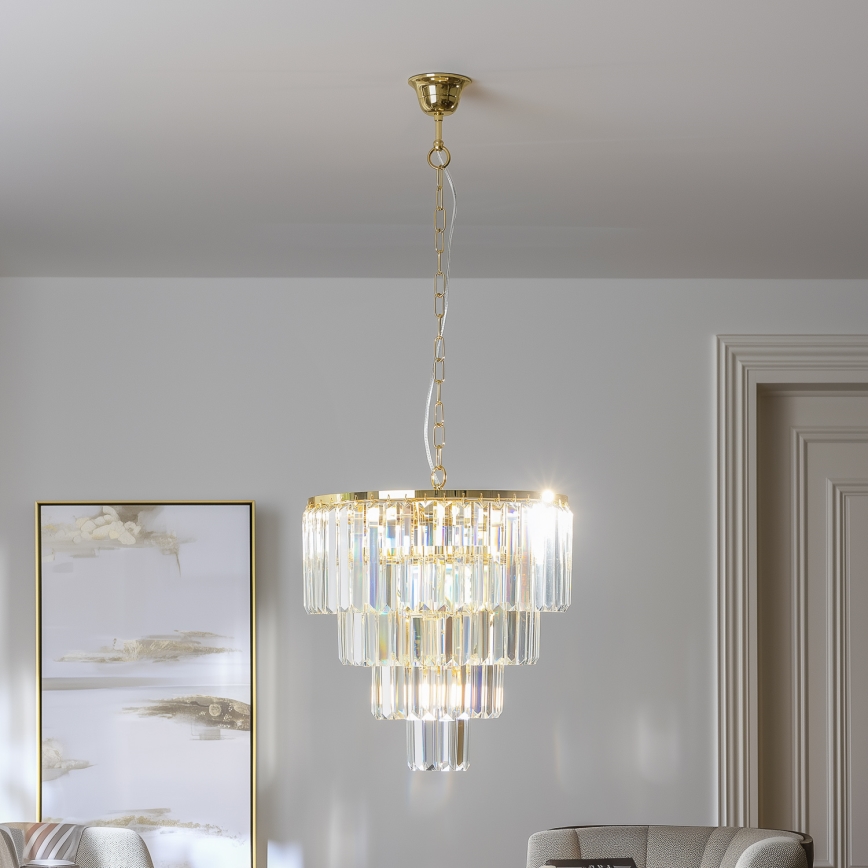 Brilagi - LED Kristalli-ketjukattokruunu MOZART 5xE14/40W/230V kulta