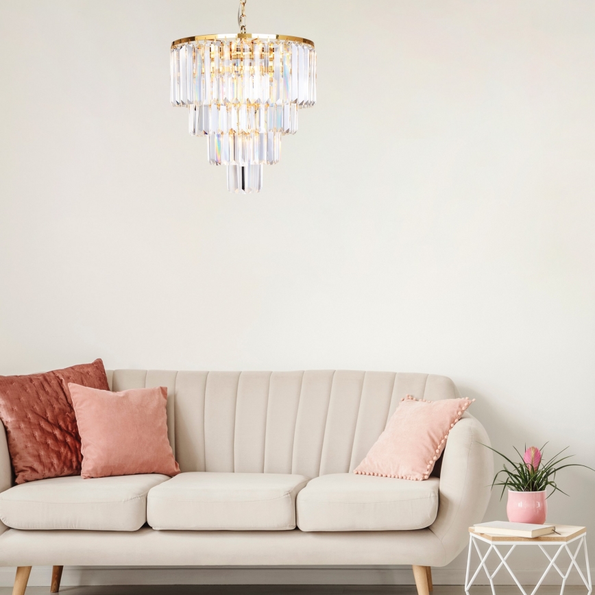 Brilagi - LED Kristalli-ketjukattokruunu MOZART 5xE14/40W/230V kulta
