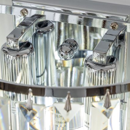 Brilagi - LED Kristalliseinävalaisin MOZART 2xE14/40W/230V kiiltävä kromi
