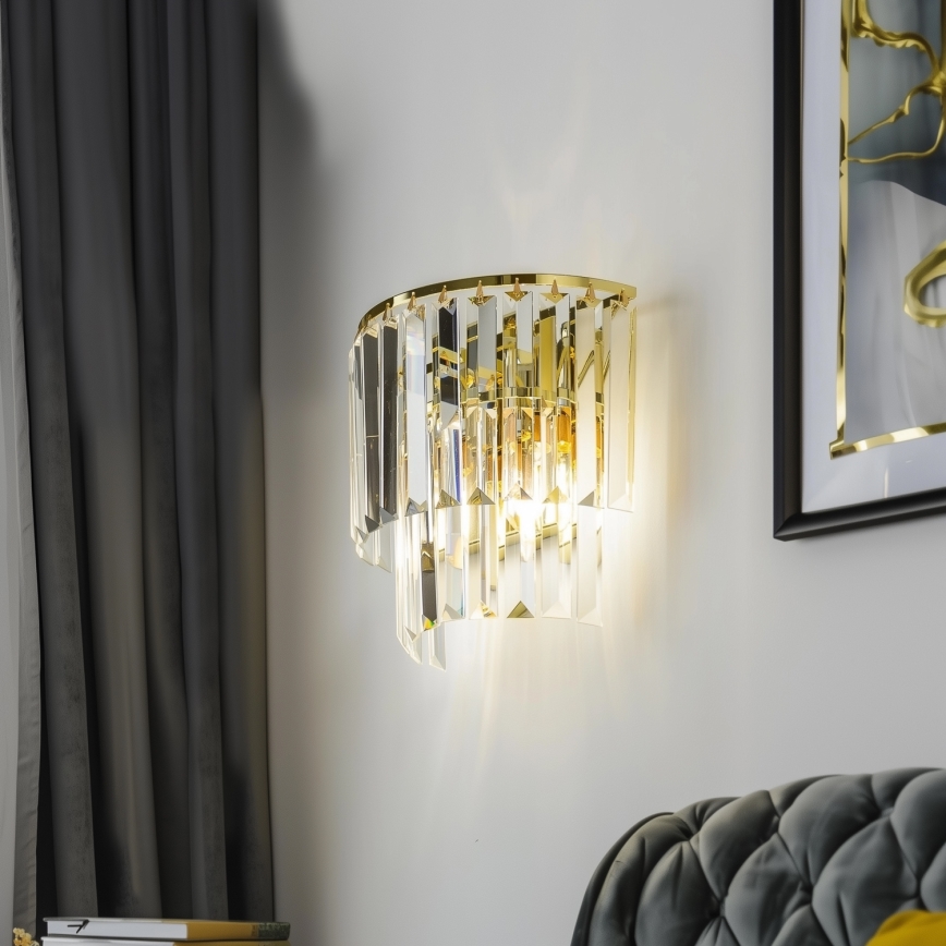 Brilagi - LED Kristalliseinävalaisin MOZART 2xE14/40W/230V kulta