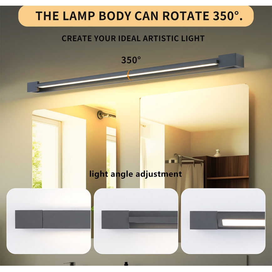Brilagi - LED-kylpyhuoneen peilivalaisin AQUA LINE LED/36W/230V 120 cm IP44 antrasiitti CRI 90