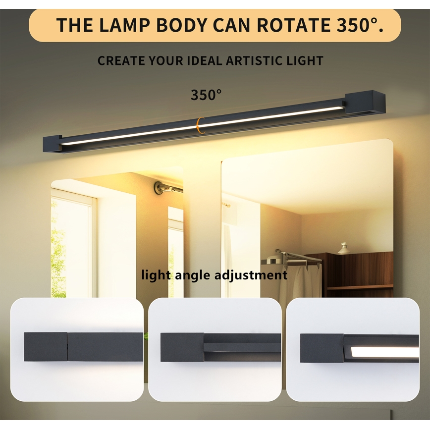 Brilagi - AQUA LINE LED - kylpyhuoneen peilivalaisin LED/36W/230V 120 cm IP44 musta CRI 90