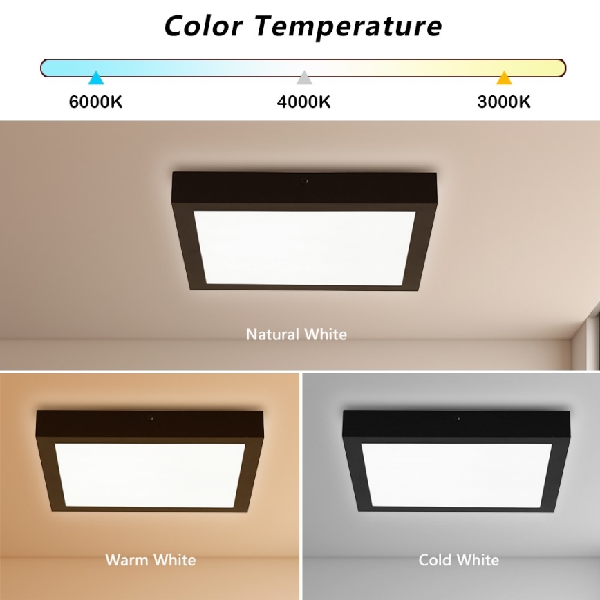 Brilagi - LED-kattovalaisin kylpyhuoneeseen FRAME LED/24W/230V 30x30 cm 3000/4000/6000K IP44 musta