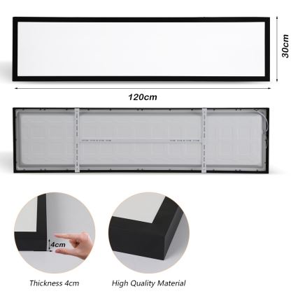 Brilagi - LED-kattovalaisin kylpyhuoneeseen FRAME LED/50W/230V 30x120 cm 3000/4000/6000K IP44 musta