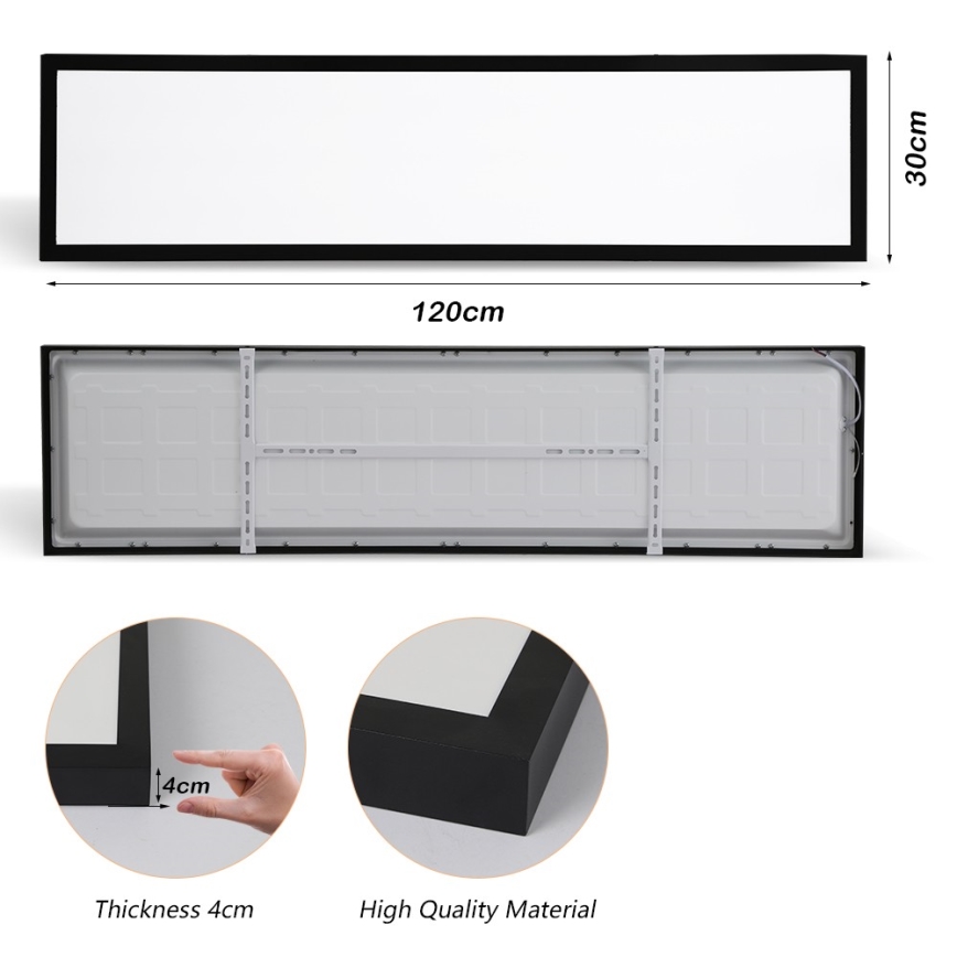 Brilagi - LED-kattovalaisin kylpyhuoneeseen FRAME LED/50W/230V 30x120 cm 3000/4000/6000K IP44 musta