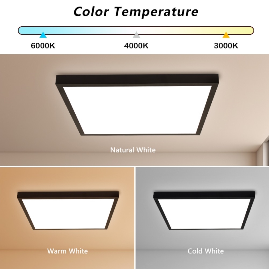 Brilagi - LED-kattovalaisin kylpyhuoneeseen FRAME LED/50W/230V 60x60 cm 3000/4000/6000K IP44 musta