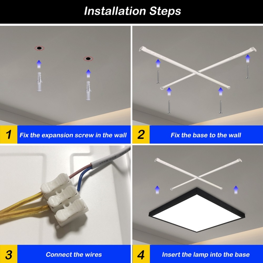 Brilagi - LED-kattovalaisin kylpyhuoneeseen FRAME LED/50W/230V 60x60 cm 3000/4000/6000K IP44 musta