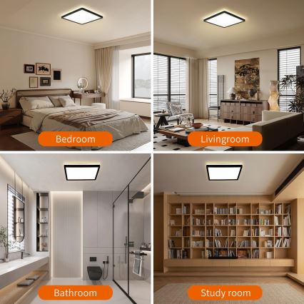 Brilagi - LED-kattovalaisin kylpyhuoneeseen ULTRA SLIM LED/18W/230V 30x30 cm musta IP54