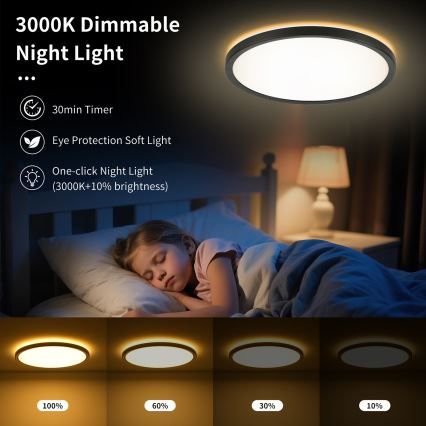 Brilagi - LED-kattovalaisin kylpyhuoneeseen ULTRA SLIM LED/18W/230V halkaisija 30 cm musta IP54
