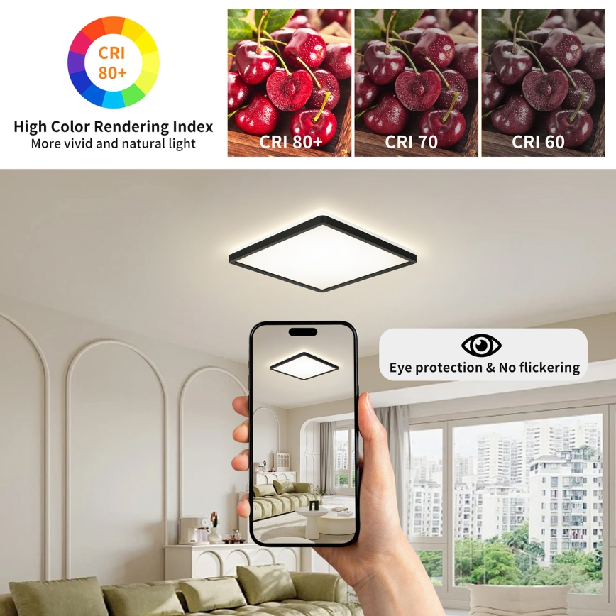 Brilagi - LED-kattovalaisin kylpyhuoneeseen ULTRA SLIM LED/24W/230V 42x42 cm musta IP54
