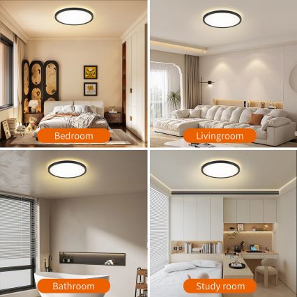Brilagi - LED-kattovalaisin kylpyhuoneeseen ULTRA SLIM LED/24W/230V halkaisija 42 cm musta IP54