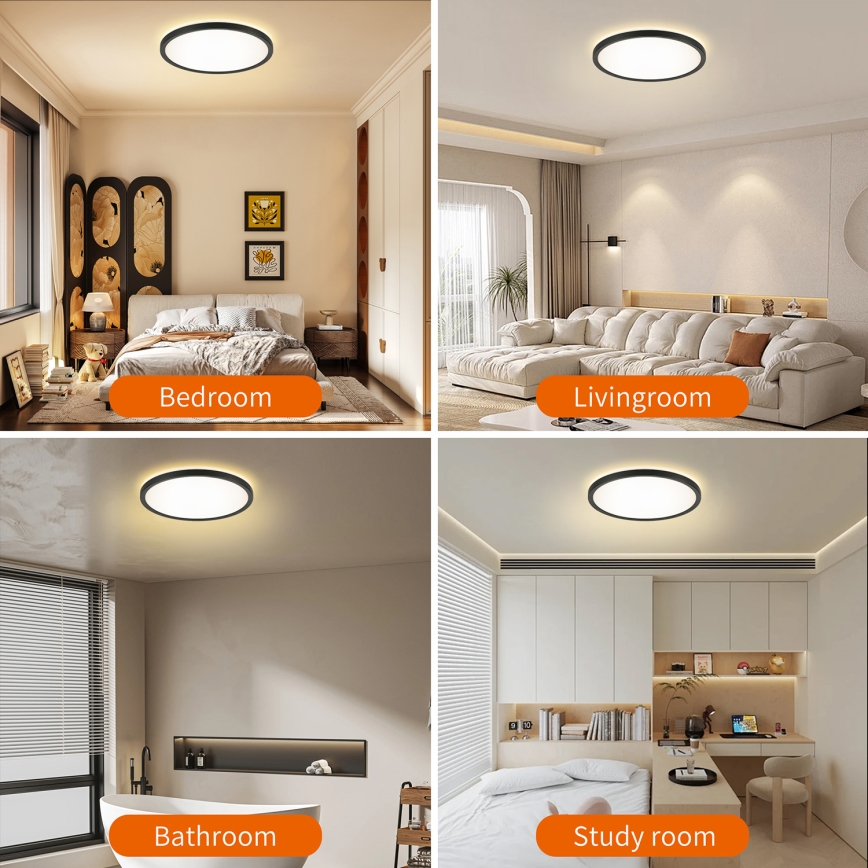 Brilagi - LED-kattovalaisin kylpyhuoneeseen ULTRA SLIM LED/24W/230V halkaisija 42 cm musta IP54