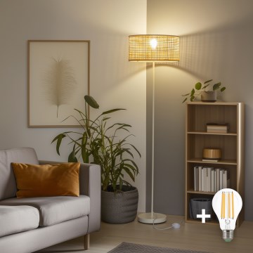 Brilagi - LED-lattiavalaisin CERIA 1xE27/40W/230V, halkaisija 25 cm, bambu/valkoinen