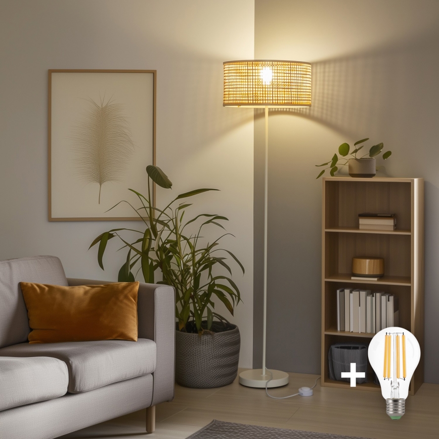Brilagi - LED-lattiavalaisin CERIA 1xE27/40W/230V halkaisija 40 cm bambu/valkoinen