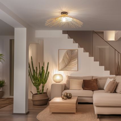 Brilagi - LED-pinta-asennettava kattokruunu CERIA BOHO 1xE27/40W/230V halkaisija 100 cm bambu