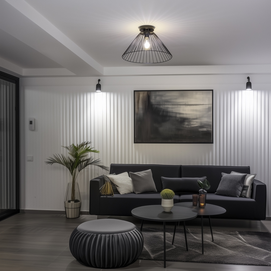 Brilagi - LED-pinta-asennettava kattovalaisin CERIA WIRE 1xE27/40W/230V Ø 45 cm musta