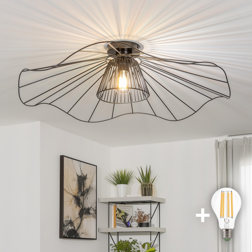 Brilagi - LED-pinta-asennettava lusteri CERIA WIRE 1xE27/40W/230V Ø 80 cm musta