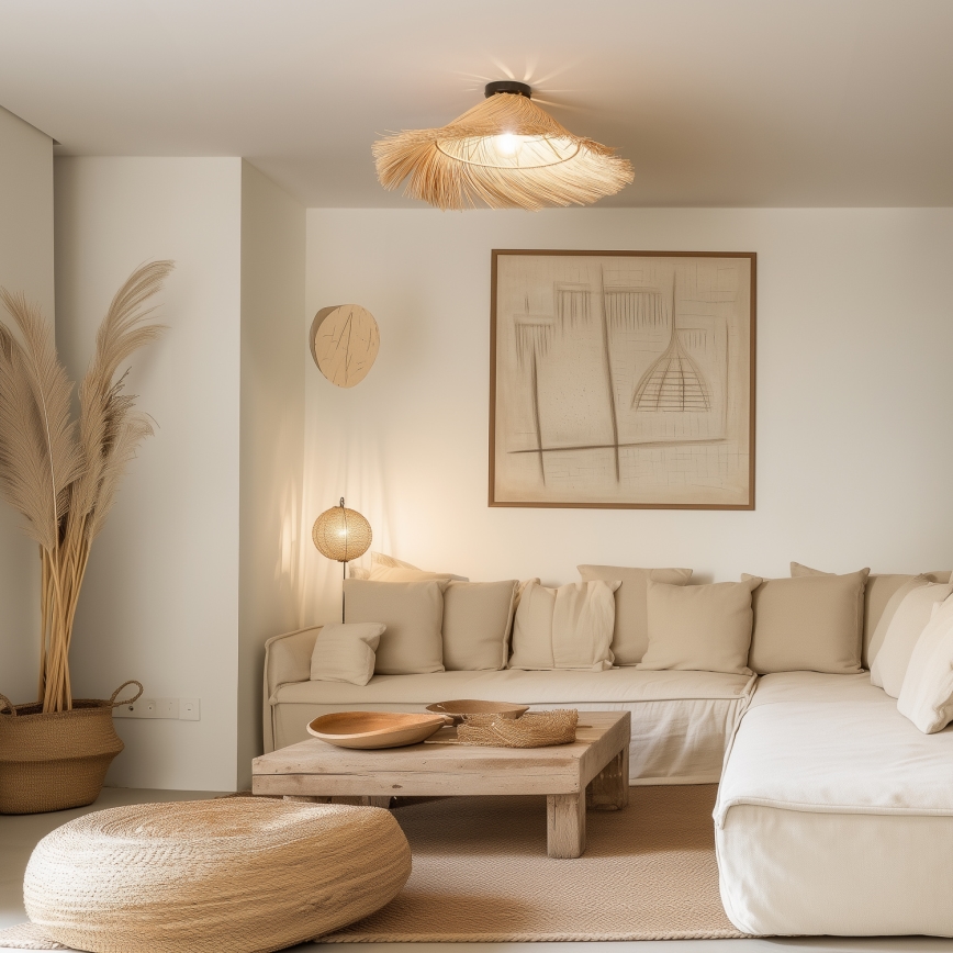 Brilagi - LED-pintakiinnitteinen kattokruunu CERIA BOHO 1xE27/40W/230V, halkaisija 100 cm, rottinki