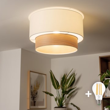 Brilagi - LED pintakiinnitteinen kattovalaisin CERIA 1xE27/40W/230V Ø 50 cm valkoinen/beige