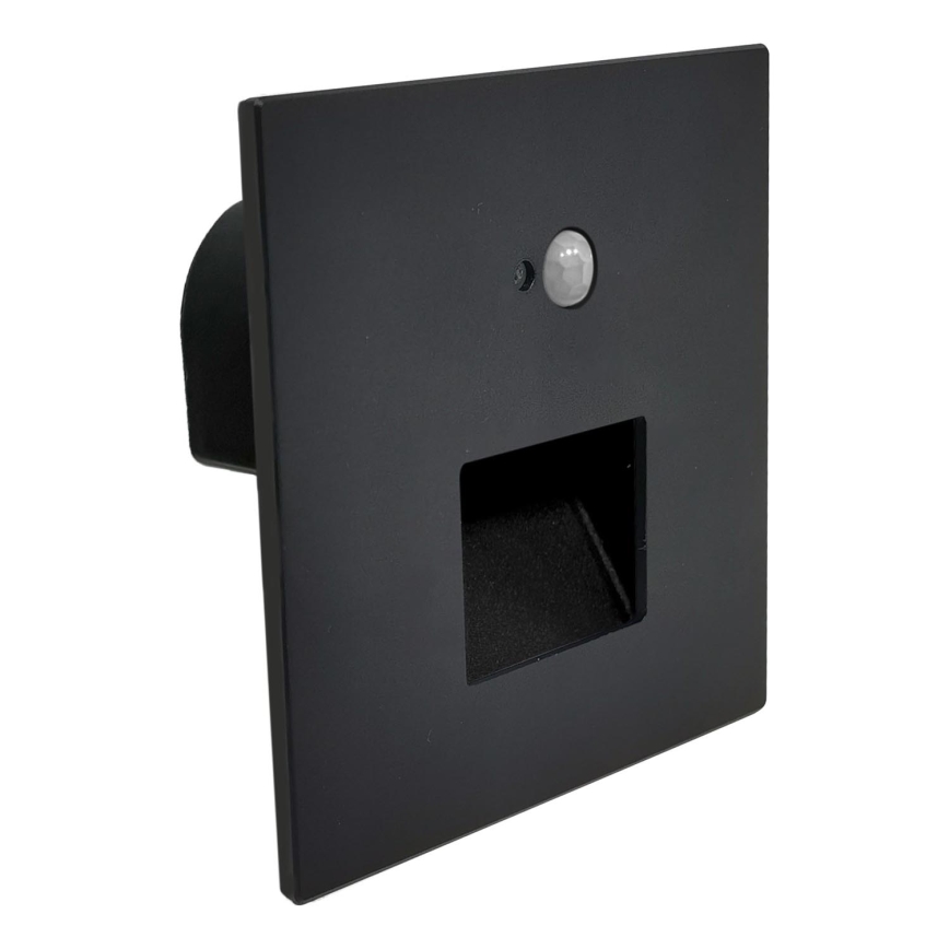 Brilagi - LED-porrasvalaisin liike- ja hämäräkytkimellä JACK LED/3W/230V 3000/4000/6500K IP65 musta