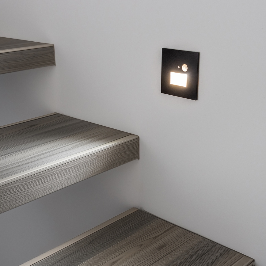 Brilagi - LED Porrasvalo liiketunnistimella JACK LED/1,5W/230V 3000K/4000K/6500K musta