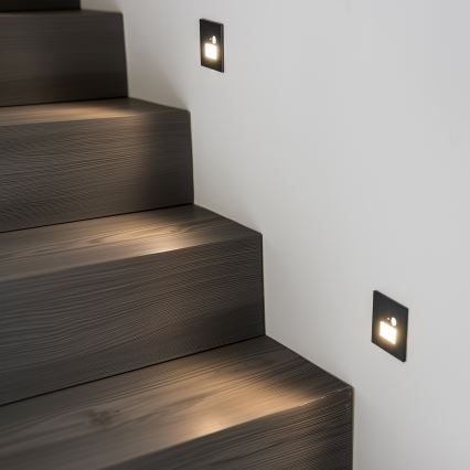 Brilagi - LED Porrasvalo liiketunnistimella JACK LED/1,5W/230V 3000K/4000K/6500K musta