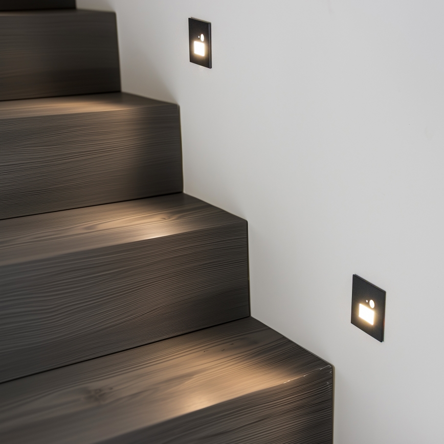 Brilagi - LED Porrasvalo liiketunnistimella JACK LED/1,5W/230V 3000K/4000K/6500K musta