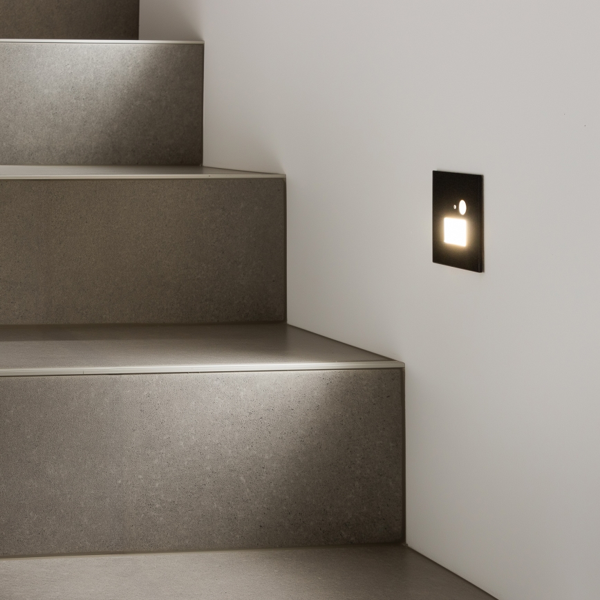 Brilagi - LED Porrasvalo liiketunnistimella JACK LED/1,5W/230V 3000K/4000K/6500K musta