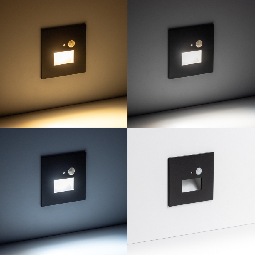 Brilagi - LED Porrasvalo liiketunnistimella JACK LED/1,5W/230V 3000K/4000K/6500K musta