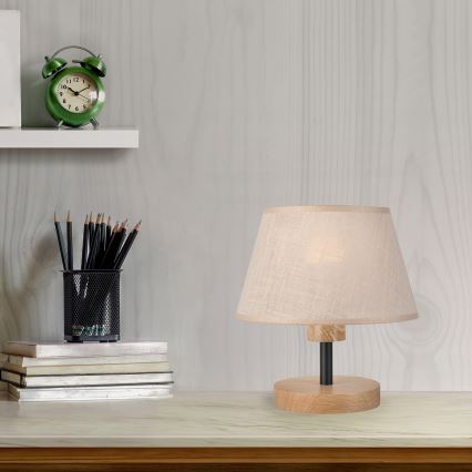 Brilagi - LED Pöytävalaisin ANTHONY 1xE27/60W/230V tammi/beige