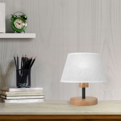 Brilagi - LED Pöytävalaisin ANTHONY 1xE27/60W/230V tammi/valkoinen