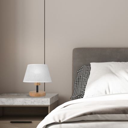 Brilagi - LED Pöytävalaisin ANTHONY 1xE27/60W/230V tammi/valkoinen