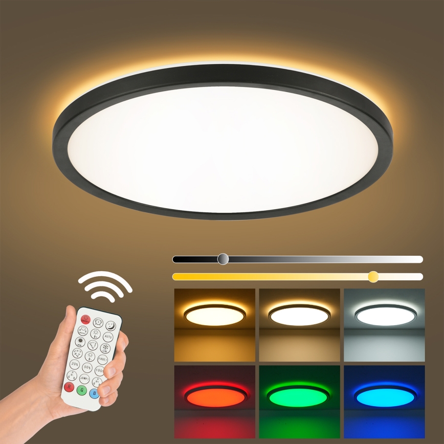 Brilagi - LED RGBW Himmennettävä kattovalo ULTRA SLIM LED/18W/230V 2700-6500K halkaisija 30 cm musta + kauko-ohjaus