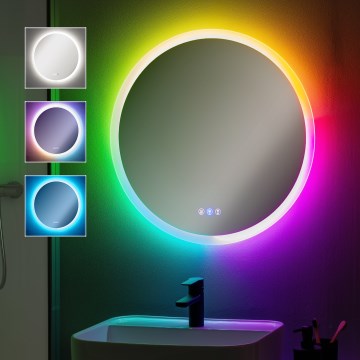 Brilagi - LED RGBW himmennettävä lämmitetty kylpyhuonepeili taustavalaistuksella CLARA PRO LED/18,5W/230V Ø 60 cm 3000/4000/6500K IP44 CRI 90