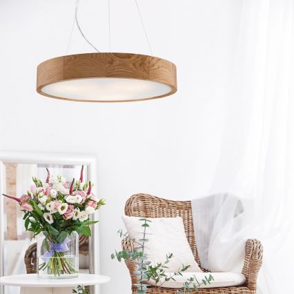 Brilagi - LED-riippuvalaisin kaapelilla CARVALHO 3xE27/60W/230V tammi, halkaisija 47,5 cm