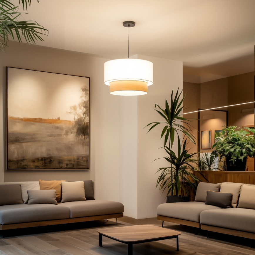 Brilagi - LED-riippuvalaisin johdolla CERIA 1xE27/40W/230V halkaisija 50 cm valkoinen/beige