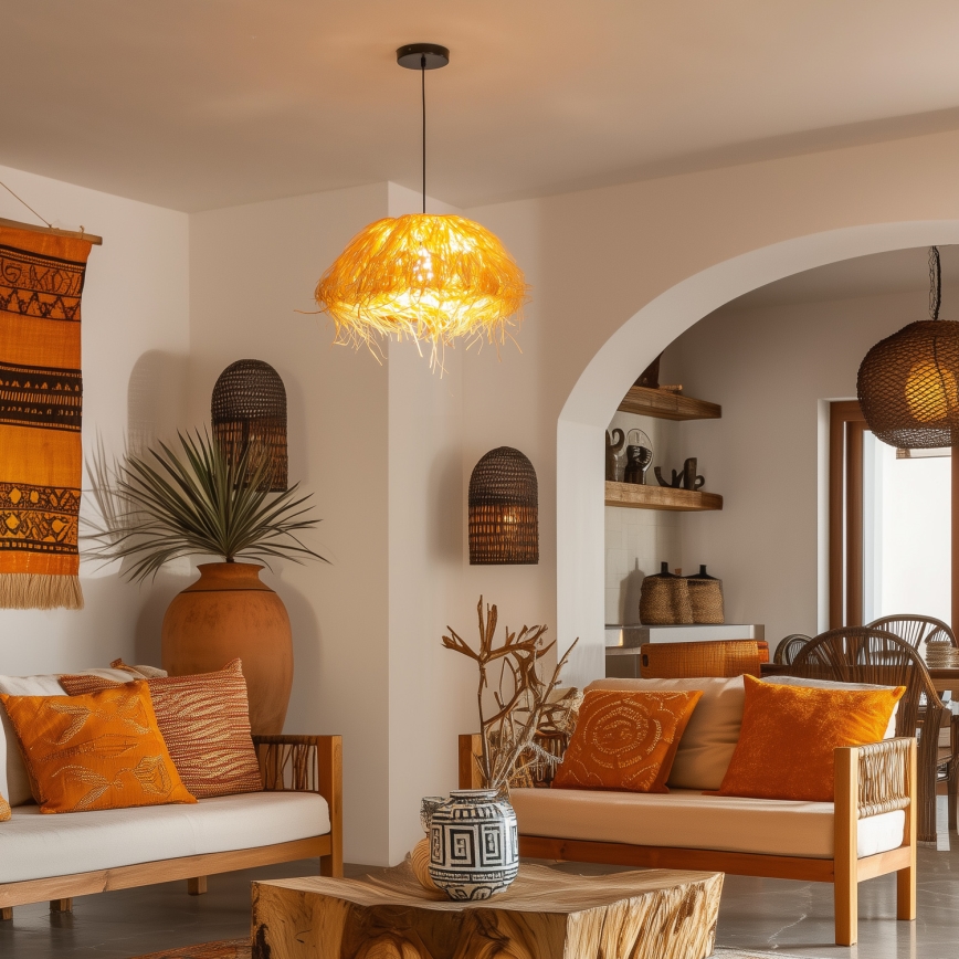 Brilagi - LED-riippuvalaisin johdolla CERIA BOHO 1xE27/40W/230V, halkaisija 40 cm, rafia