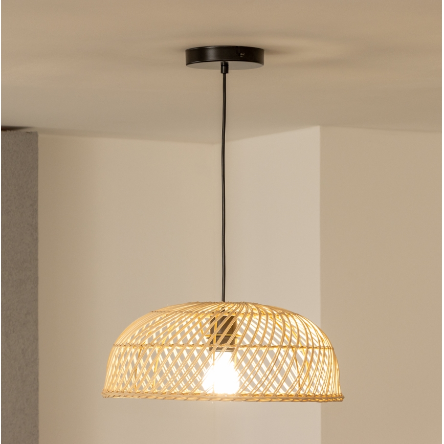 Brilagi - LED-riippuvalaisin johdolla CERIA BOHO 1xE27/40W/230V Ø 60 cm, rottinkivarjostin
