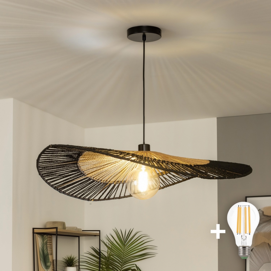 Brilagi - LED-riippuvalaisin langalla CERIA BOHO 1xE27/40W/230V halkaisija 80 cm musta/ruskea