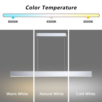 Brilagi - LED-riippuvalaisin köydellä SLEEKLINE LED/40W/230V 3000/4500/6000K hopea