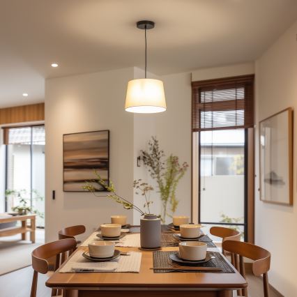 Brilagi - LED-riippuvalaisin vaijerilla CERIA 1xE27/40W/230V halkaisija 30 cm beigen sävyinen