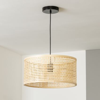 Brilagi - LED-riippuvalaisin vaijerilla CERIA BOHO 1xE27/40W/230V, halkaisija 40 cm, bambu