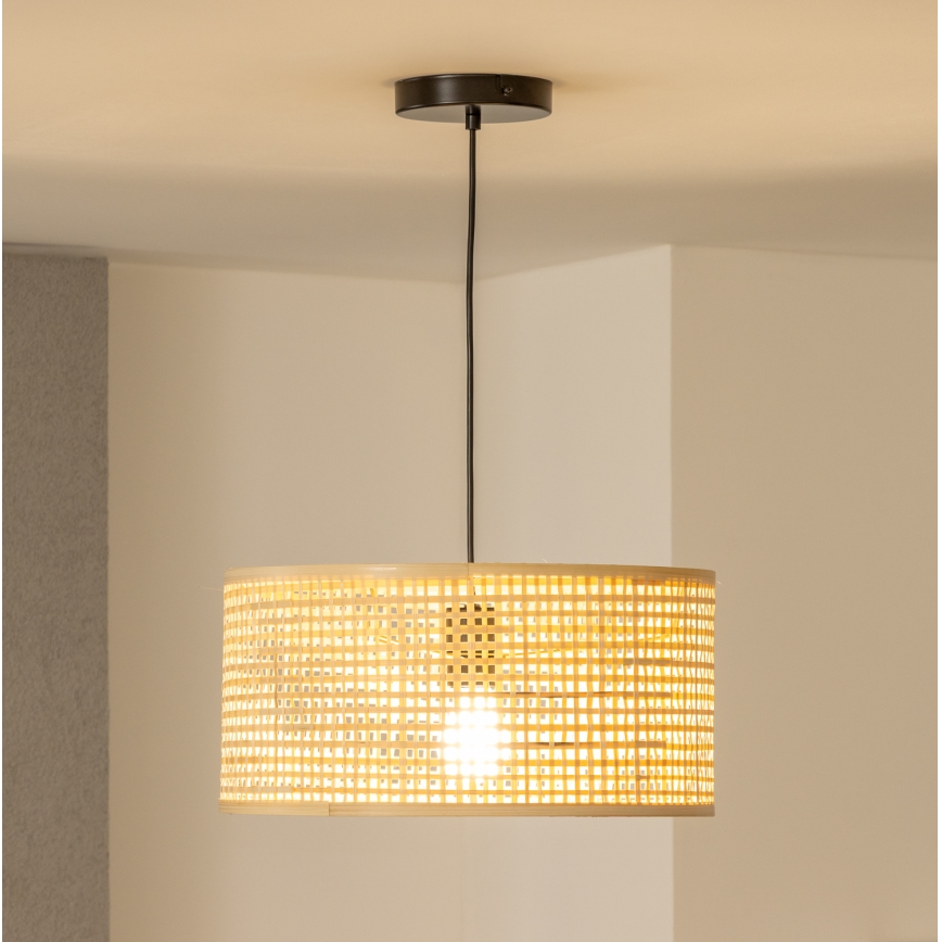 Brilagi - LED-riippuvalaisin vaijerilla CERIA BOHO 1xE27/40W/230V, halkaisija 40 cm, bambu