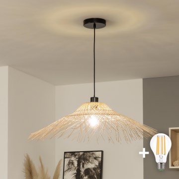 Brilagi - LED-riippuvalaisin vaijerilla CERIA BOHO 1xE27/40W/230V halkaisija 70 cm bambusta