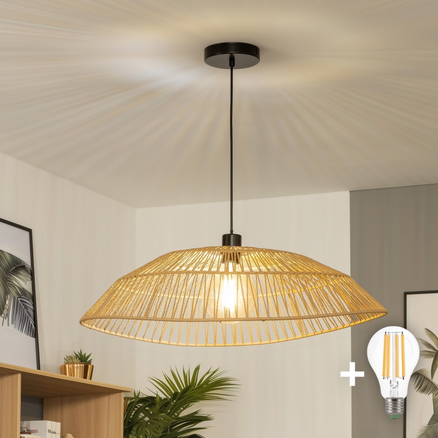 Brilagi - LED-riippuvalaisin vaijerilla CERIA BOHO 1xE27/40W/230V, halkaisija 70 cm, ruskea