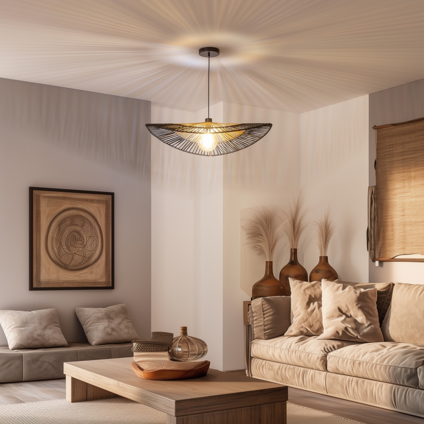 Brilagi - LED-riippuvalaisin vaijerilla CERIA BOHO 1xE27/40W/230V Ø 50 cm musta/ruskea