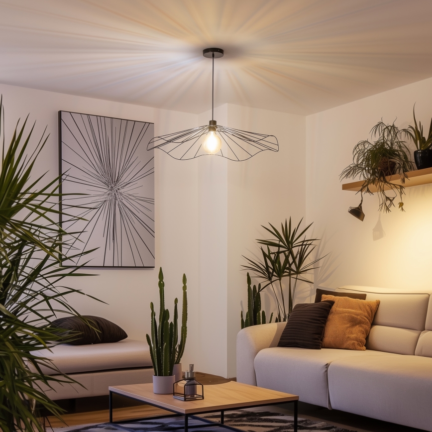 Brilagi - LED-riippuvalaisin vaijerilla CERIA WIRE 1xE27/40W/230V, halkaisija 80 cm, musta