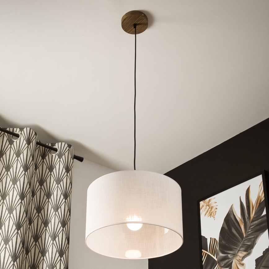 Brilagi - LED Ripustettava kattovalaisin ANTHONY 1xE27/60W/230V tammi-pähkinä/valkoinen